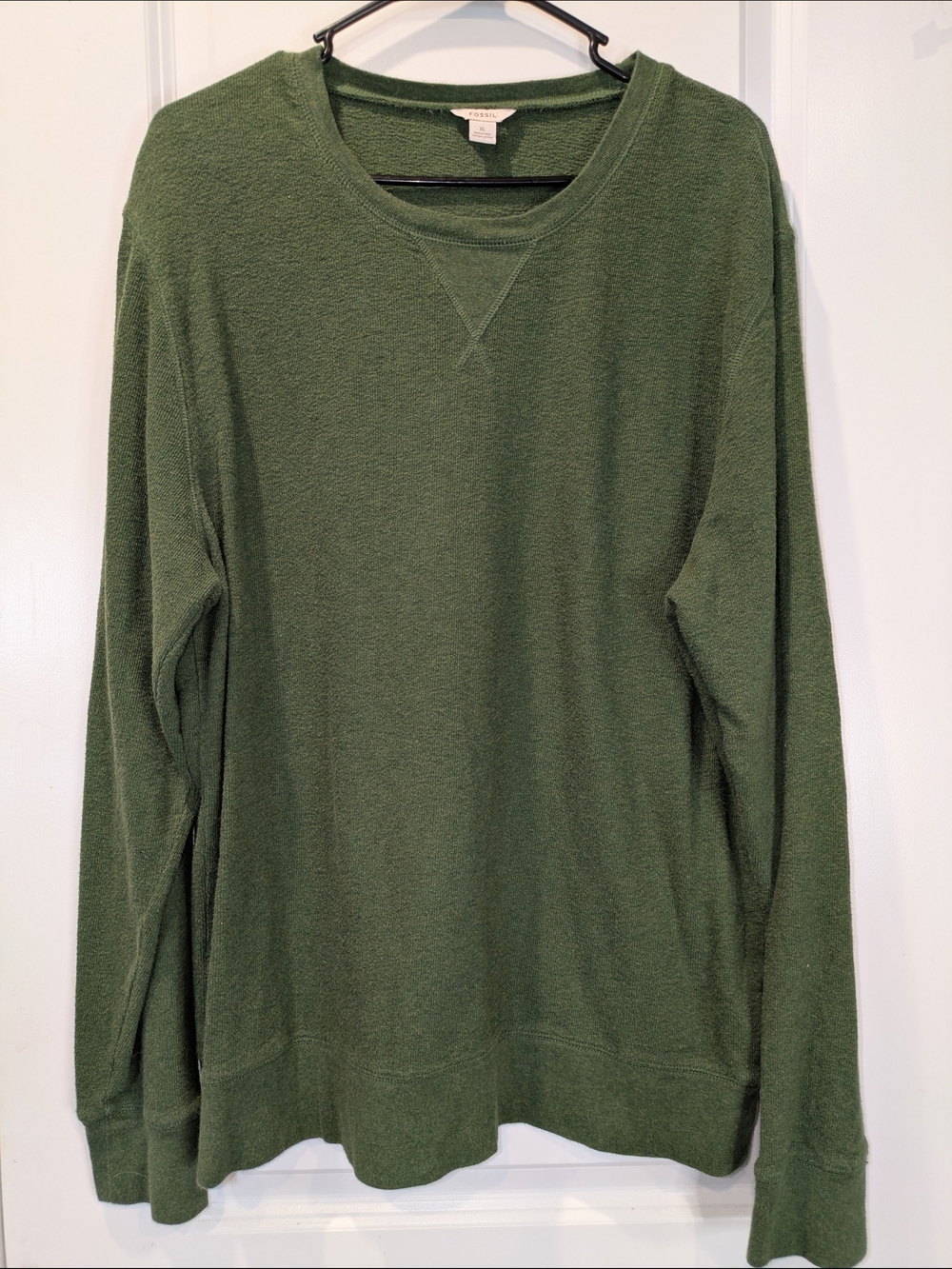 Fossil Women’s XL Green Terry Knit Pullover Sweatshirt Long Sleeve Crewneck
